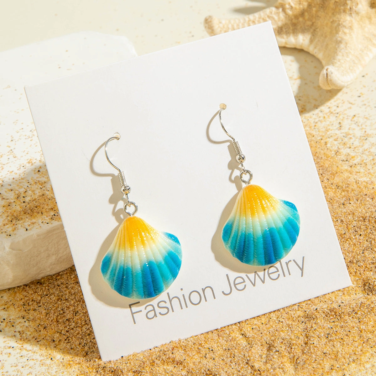 Wholesale Bohemian Resin Shellfish Starfish Holiday Style Ocean Series Earrings
