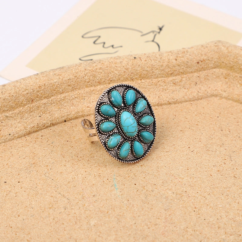Wholesale Bohemian Retro Personalized Turquoise Ring