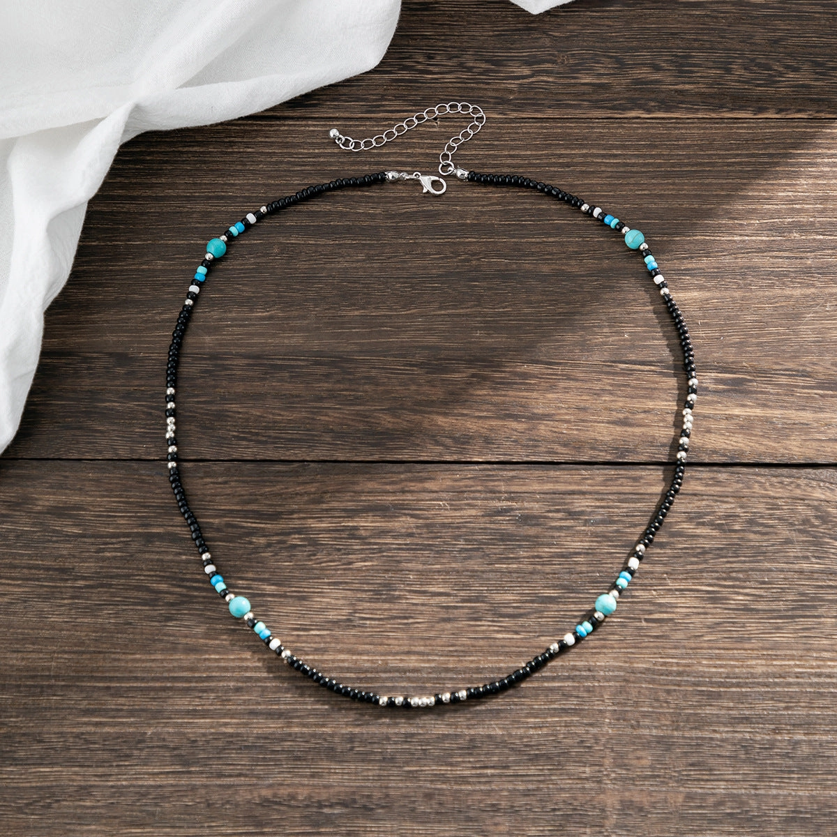 Wholesale Bohemian rice bead necklace men's turquoise clavicle necklace
