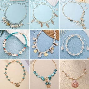 Wholesale Bohemian Seaside Holiday Style Beach Shell Pendant Beaded Necklace