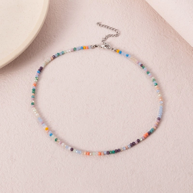 Wholesale Bohemian Short Handmade Creative Colorful Rice Bead Necklace Set