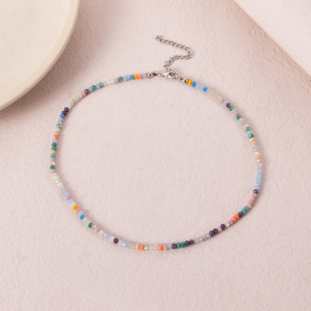Wholesale Bohemian Short Handmade Creative Colorful Rice Bead Necklace Set