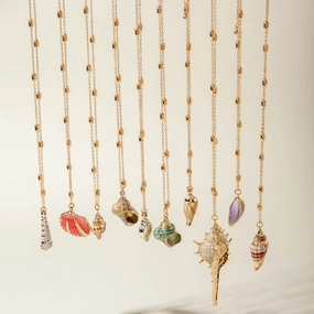Wholesale Bohemian style gold-rimmed summer ocean conch shell necklace