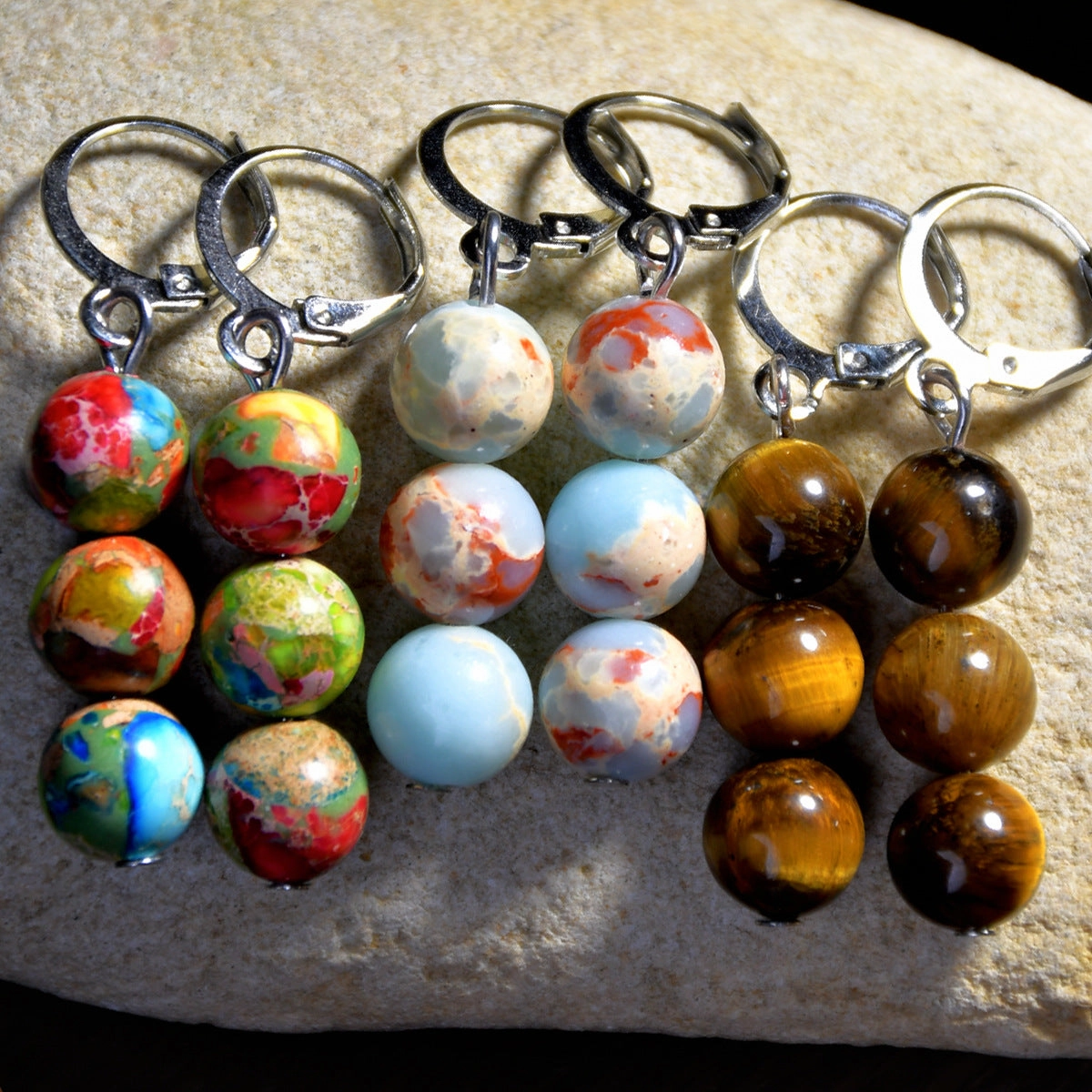Wholesale Bohemian style natural stone earrings