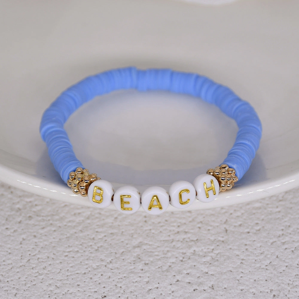 Wholesale Bohemian Style Soft Clay Letter Bracelet Combination Set