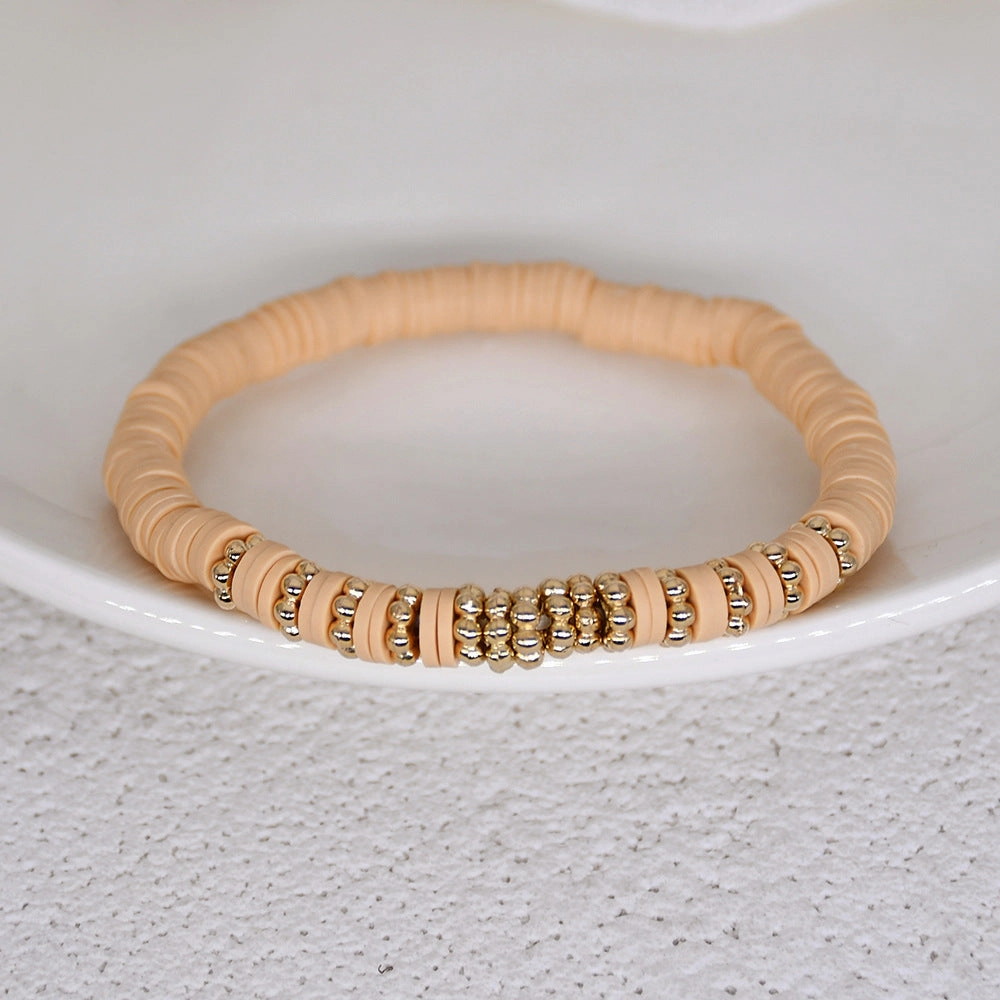 Wholesale Bohemian Style Soft Clay Letter Bracelet Combination Set