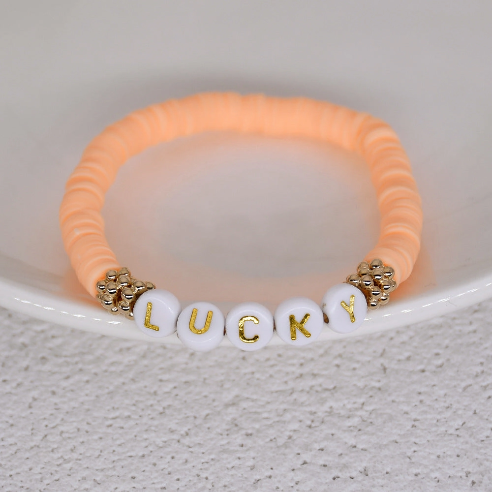 Wholesale Bohemian Style Soft Clay Letter Bracelet Combination Set