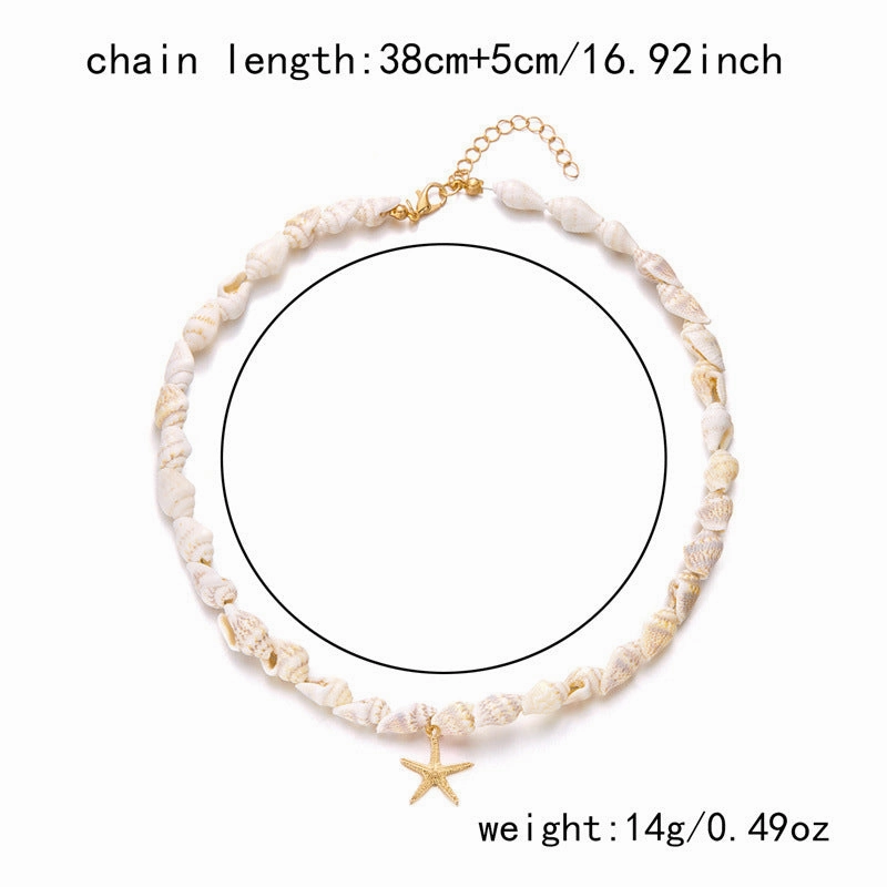 Wholesale Bohemian Summer Dopamine Conch Shell Starfish Necklace