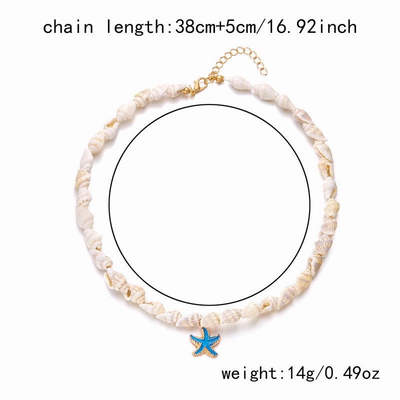 Wholesale Bohemian Summer Dopamine Conch Shell Starfish Necklace
