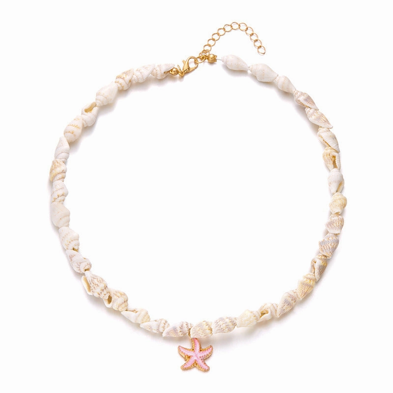 Wholesale Bohemian Summer Dopamine Conch Shell Starfish Necklace