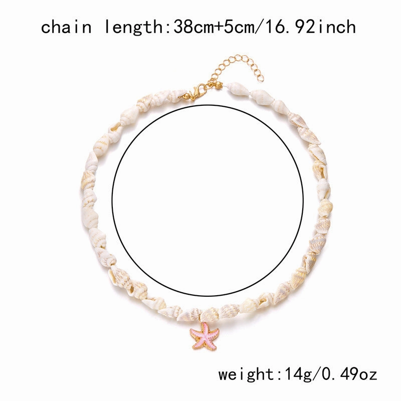 Wholesale Bohemian Summer Dopamine Conch Shell Starfish Necklace