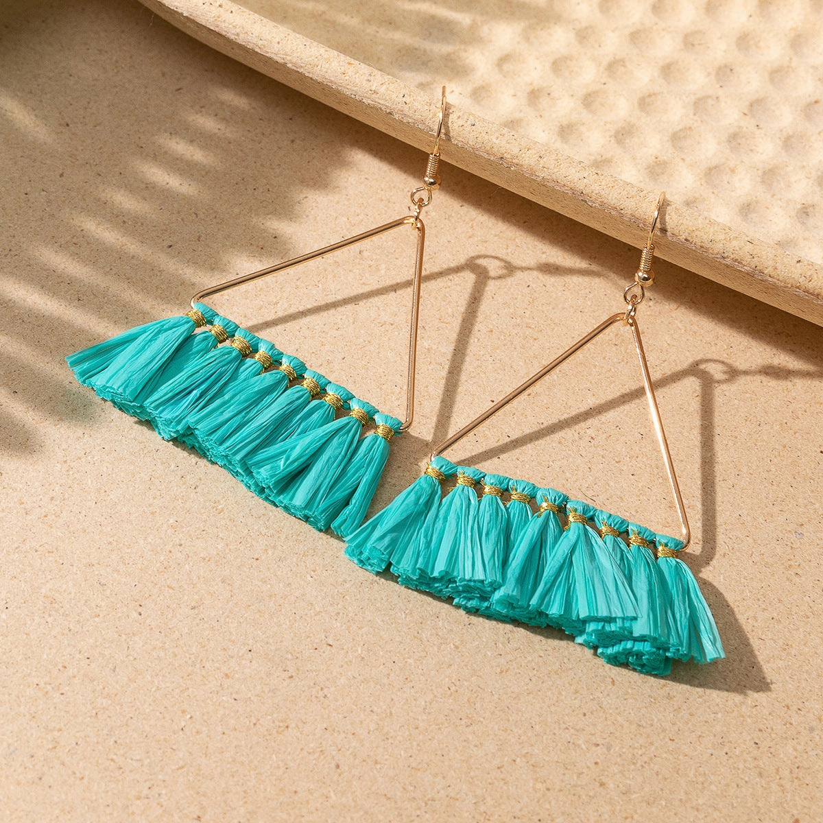 Wholesale Bohemian Tassel Braided Raffia Earrings