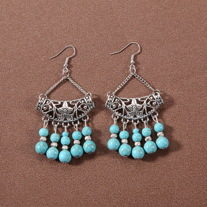 Wholesale Bohemian Tassel Turquoise Vintage Earrings