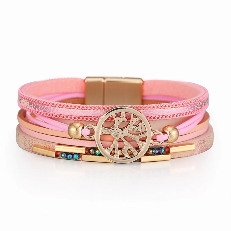 Wholesale Bohemian Tree of Life Multi-layered Leather Bracelet
