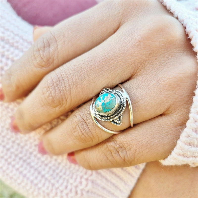 Wholesale Bohemian Vintage Turquoise Alloy Rings