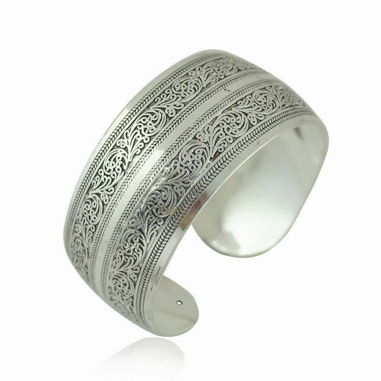 Wholesale Bohemian Vintage Wide Tibetan Silver Carved Bracelets