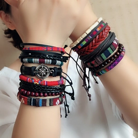 Wholesale Bohemian Vintage Woven Wax Rope DIY Bracelet