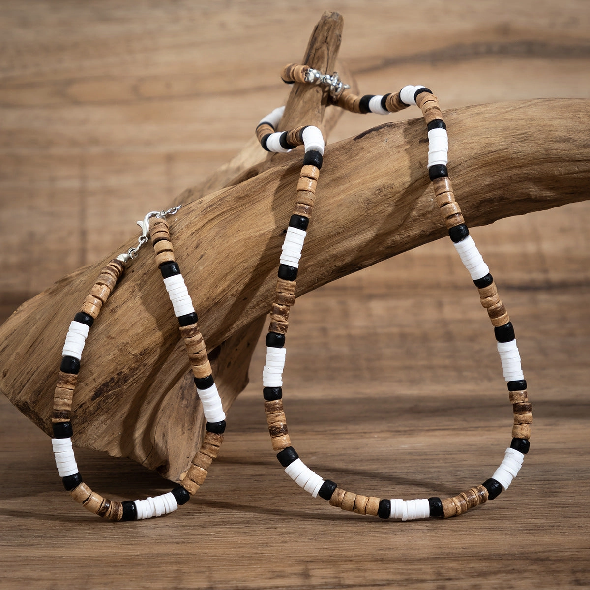 Wholesale Bohemian Wind Wood Bead Platric Necklace