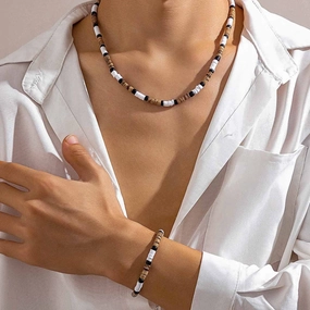 Wholesale Bohemian Wind Wood Bead Platric Necklace