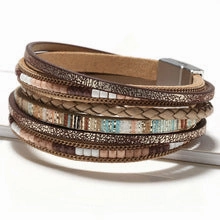 Wholesale Boho Style Rice Beads Handwoven Leather Bracelet