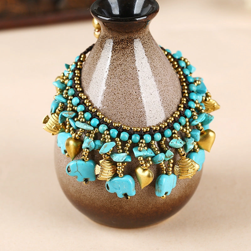 Wholesale Boho Turquoise Braided Elephant Bracelet