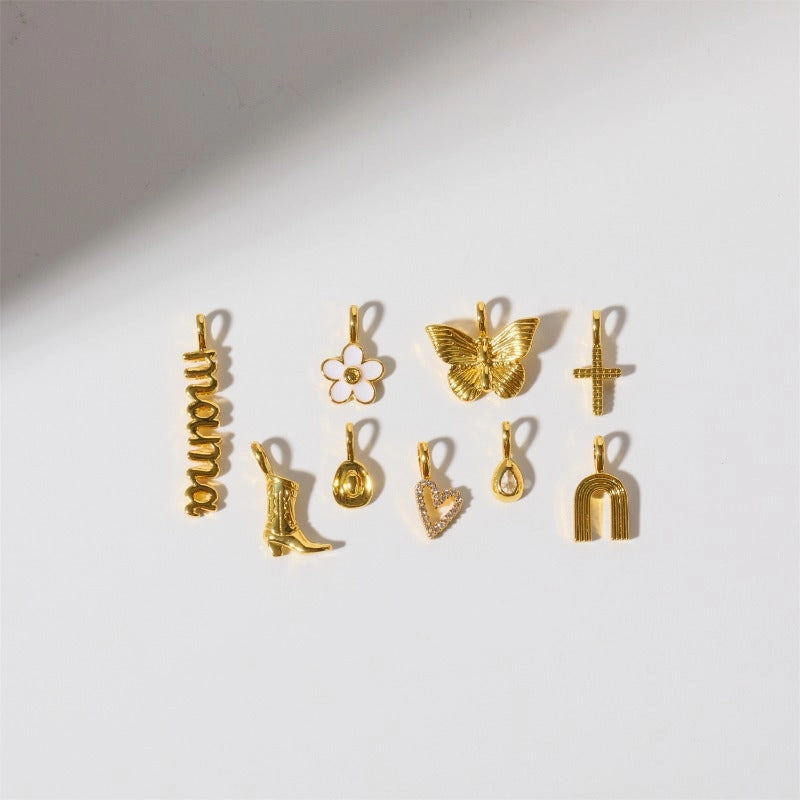 Wholesale Boots Cowboy Hat Cross Butterfly Heart Retro Style Letter Necklace Pendant