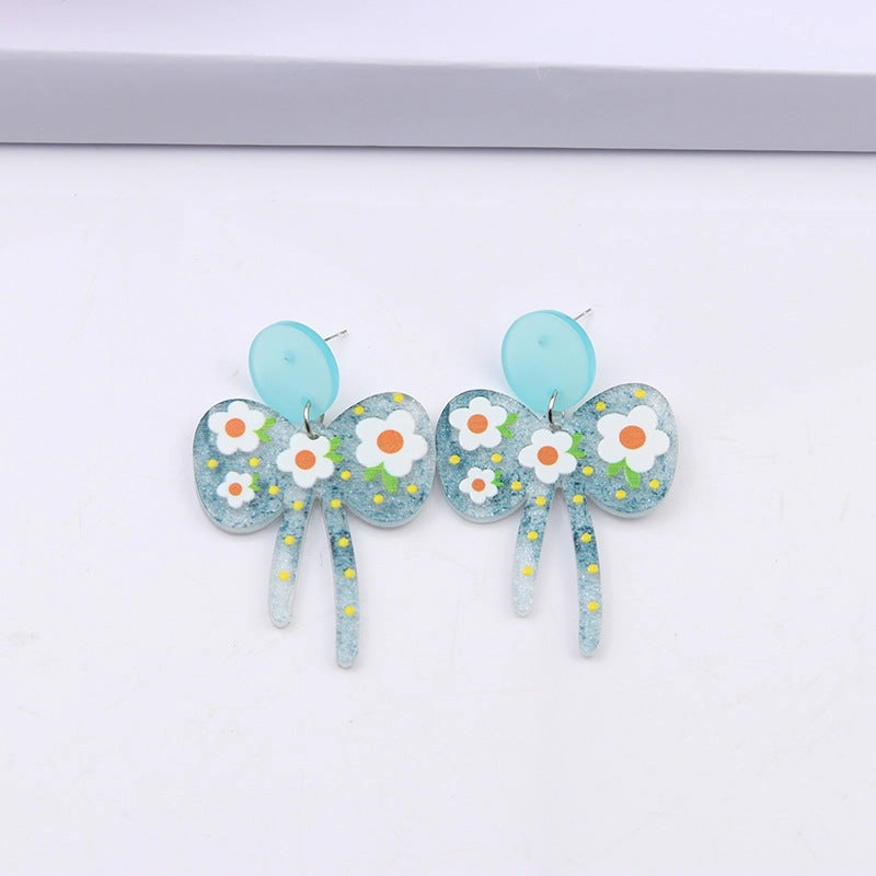 Wholesale Bow Colored Acrylic Earrings