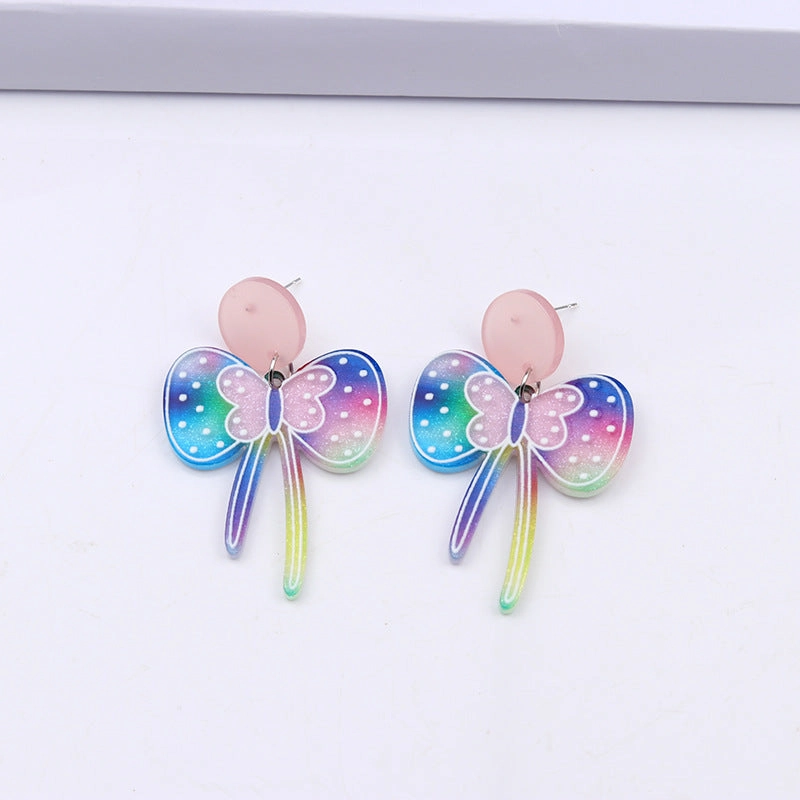 Wholesale Bow Colored Acrylic Earrings