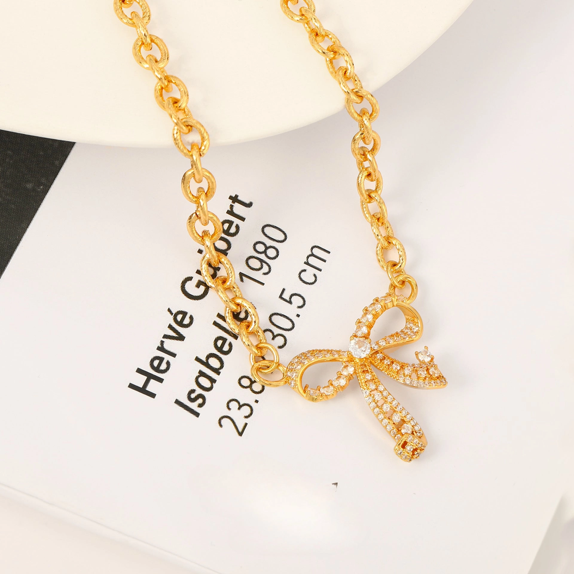 Wholesale Bow Inlaid Zirconia Fashion Necklace