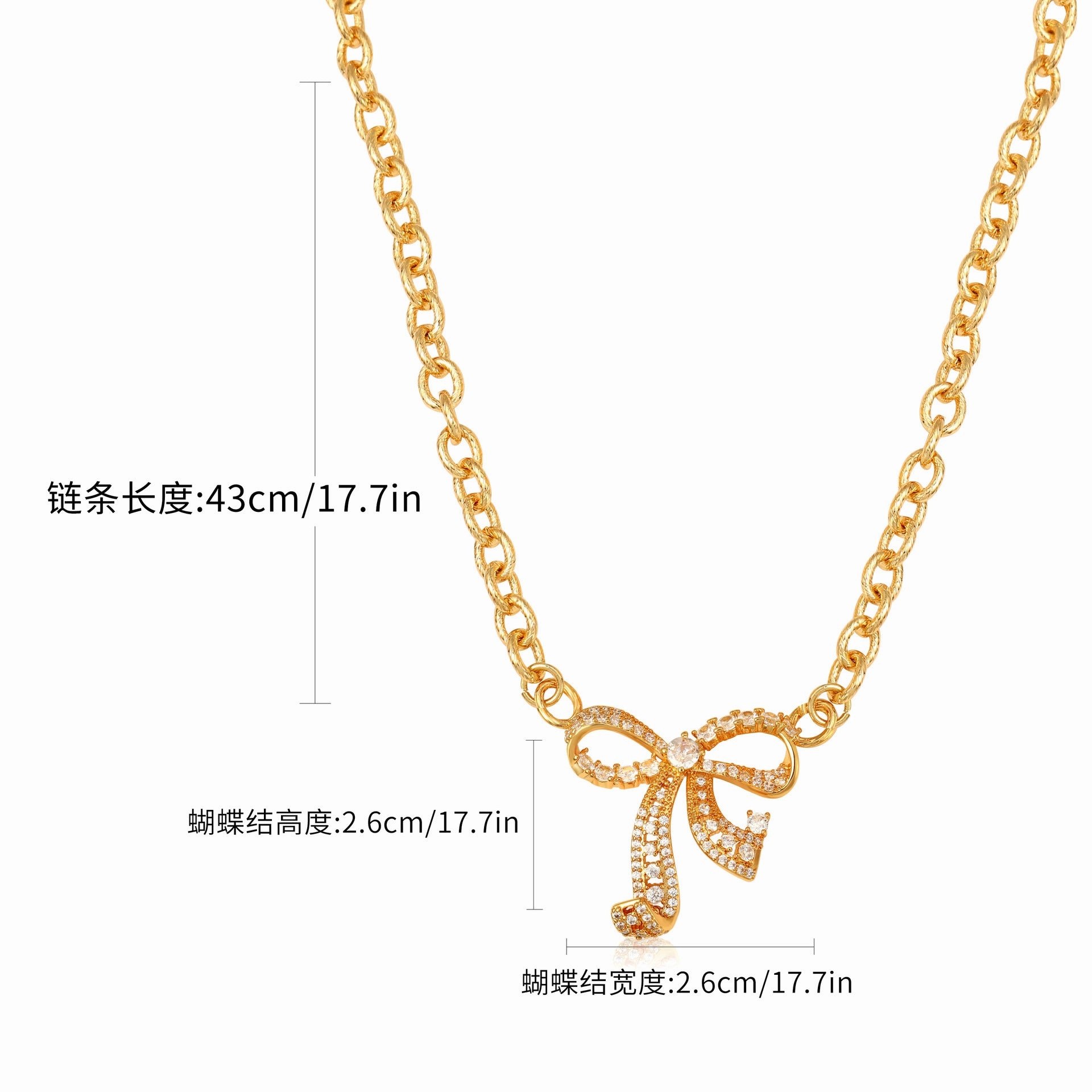 Wholesale Bow Inlaid Zirconia Fashion Necklace