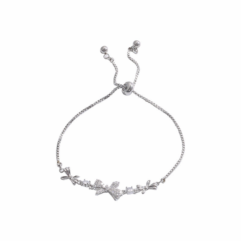 Wholesale Bow Knot Design Sense Clavicle Titanium Steel Necklaces Bracelet