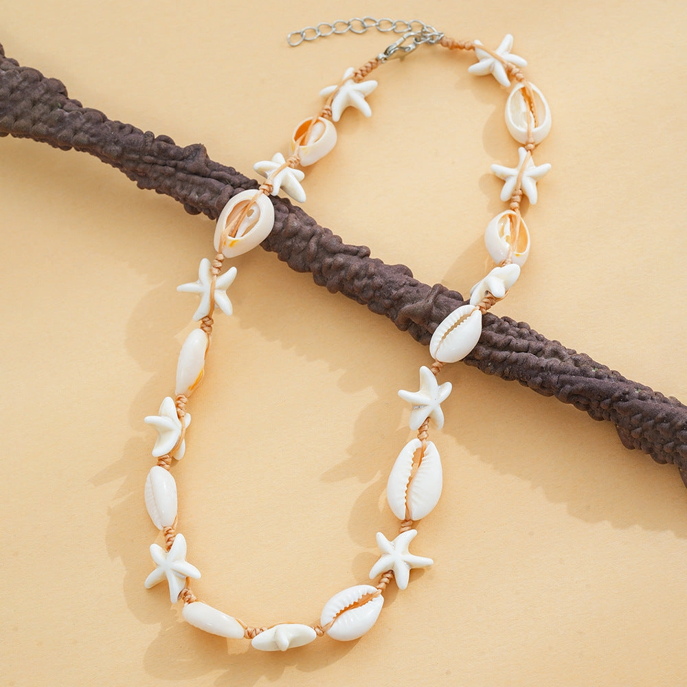 Wholesale Braided simple personality fashion beach style starfish shell necklace