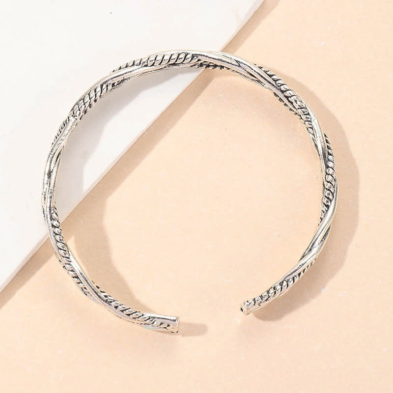 Wholesale Braided twist open alloy electroplating men's bracelet