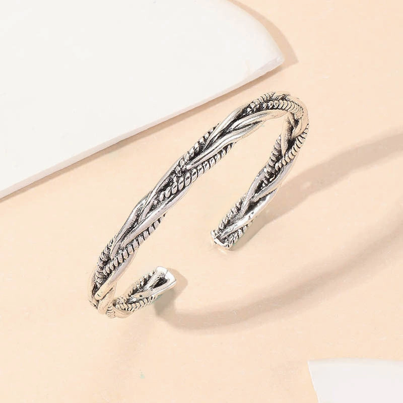 Wholesale Braided twist open alloy electroplating men's bracelet