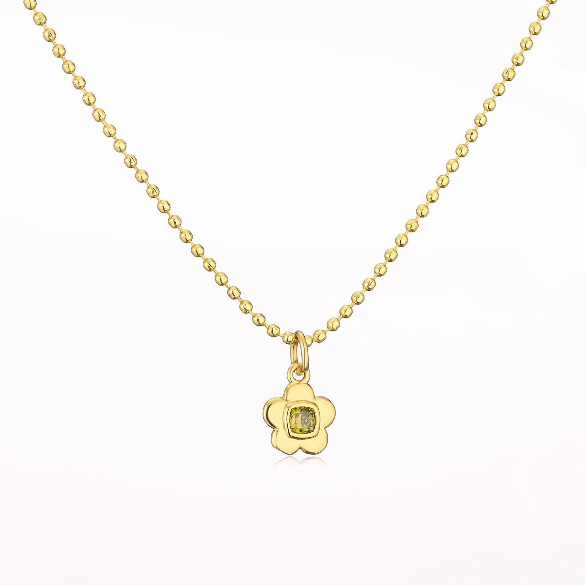 Wholesale Brass Plated 18K Gold Zircon Small Flower Creative Necklace