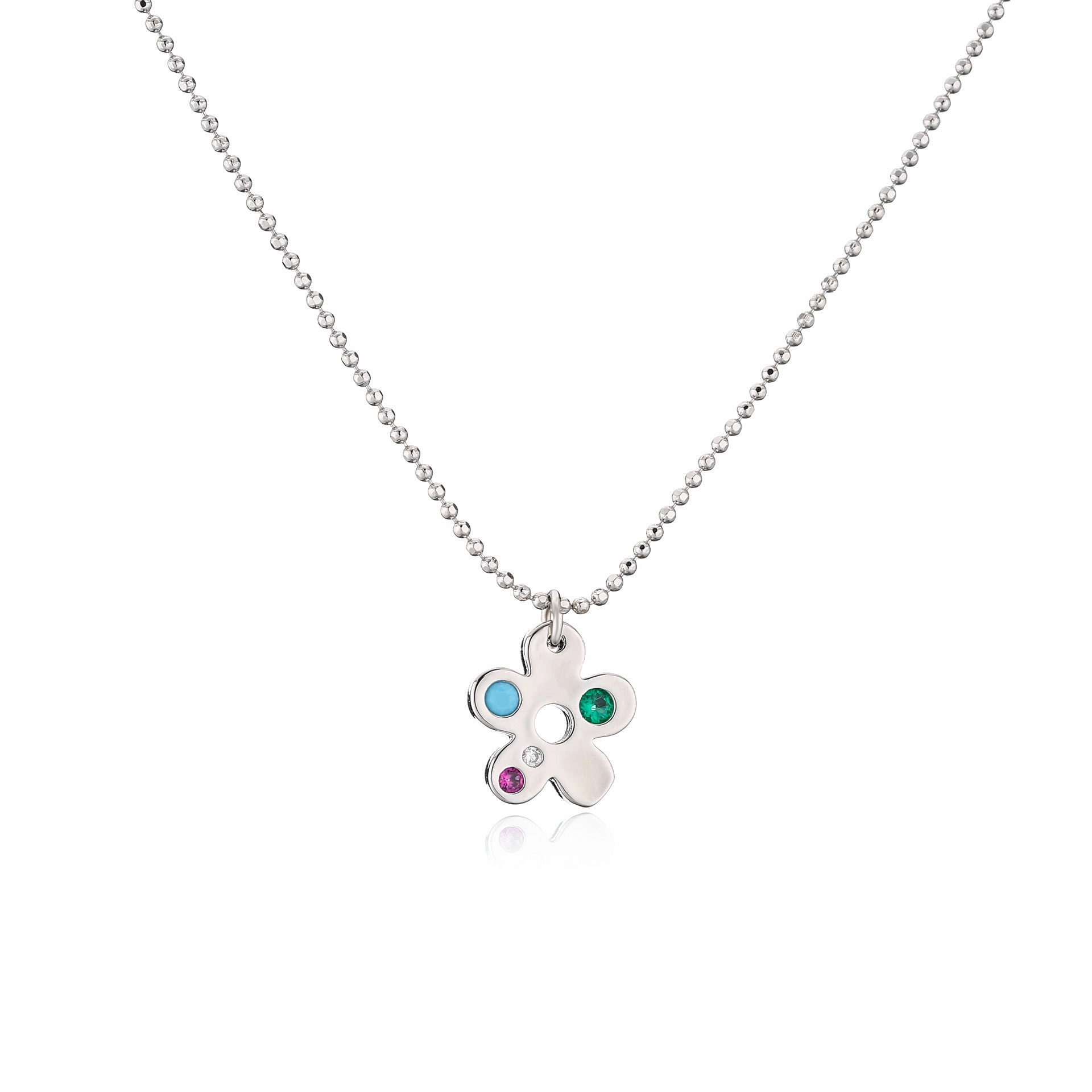 Wholesale Brass Plated 18K Gold Zircon Small Flower Creative Necklace
