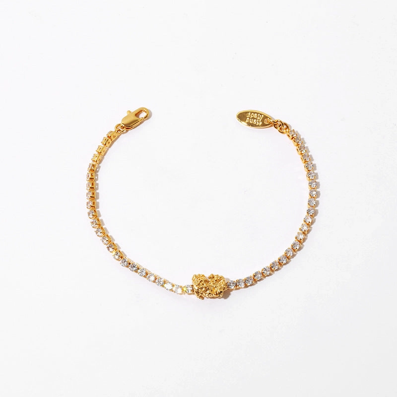 Wholesale brass thick gold plated zircon vintage bracelet