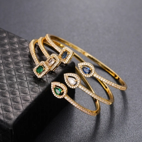 Wholesale Brass Zircon Open End Bracelets
