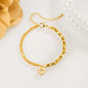Wholesale Broken Gold Four-leaf Clover Bracelet Entry Luxury Niche High-end Sense Exquisite Bracelet Design Girlfriend Gift