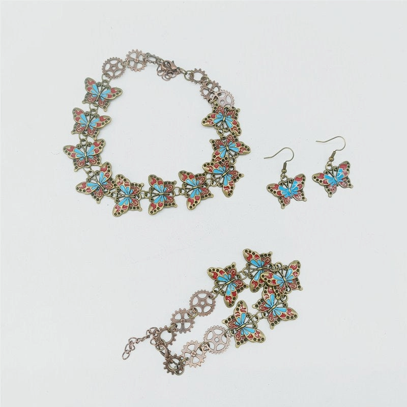 Wholesale Butterfly Alloy Gear Bracelet Set