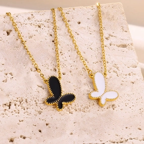 Wholesale Butterfly Black Mother-of-Pearl Necklace Clavicle Chain 18k Gold Pendant