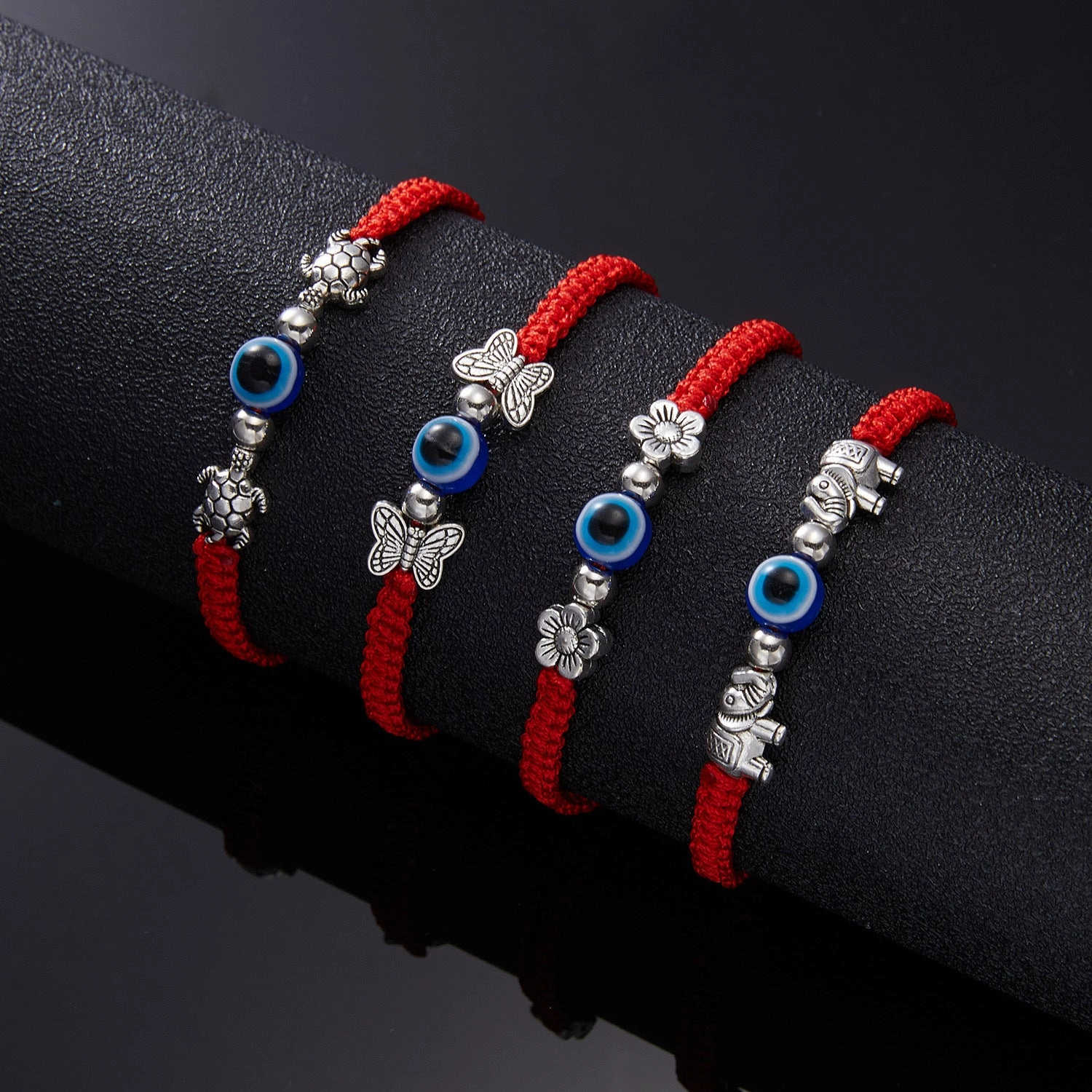 Wholesale Butterfly Devil Eyes Braided Adjustable Bracelet
