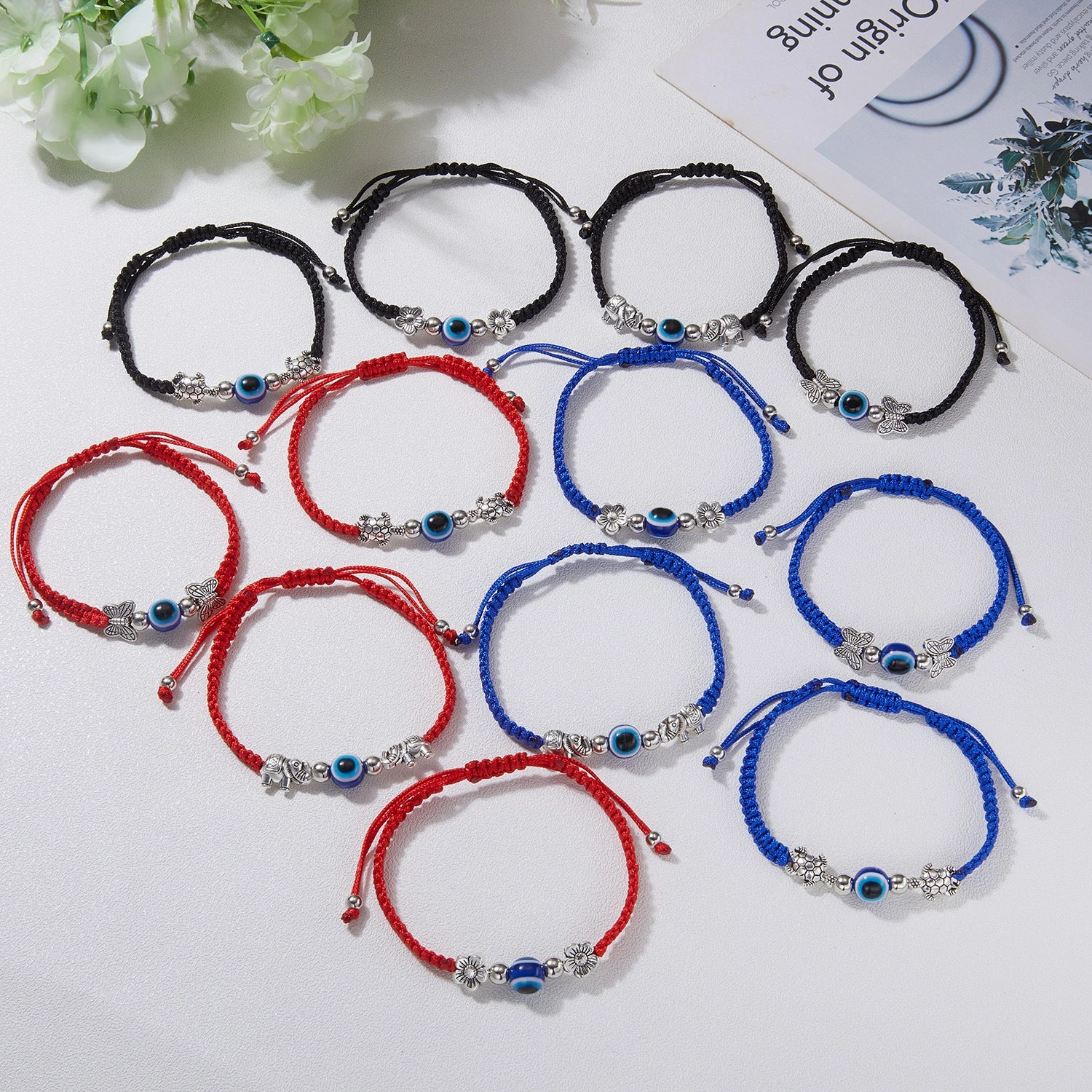 Wholesale Butterfly Devil Eyes Braided Adjustable Bracelet