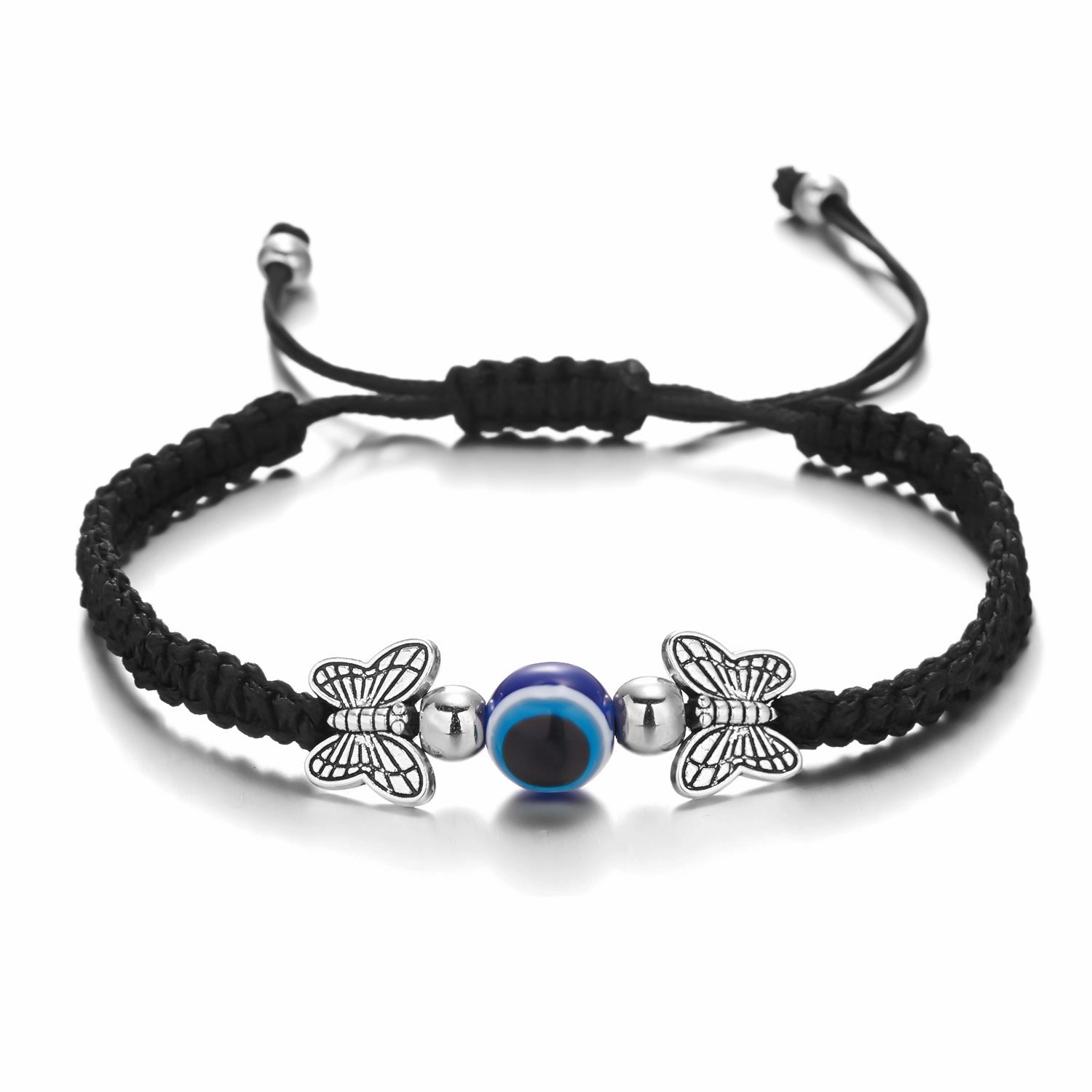 Wholesale Butterfly Devil Eyes Braided Adjustable Bracelet