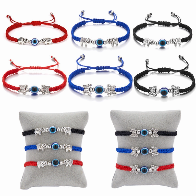Wholesale Butterfly Devil Eyes Braided Adjustable Bracelet