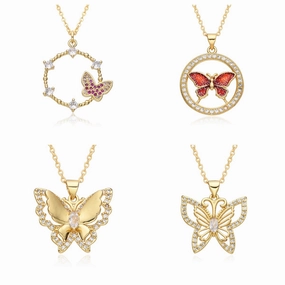 Wholesale Butterfly Electroplated Micropaved Zirconia Necklace