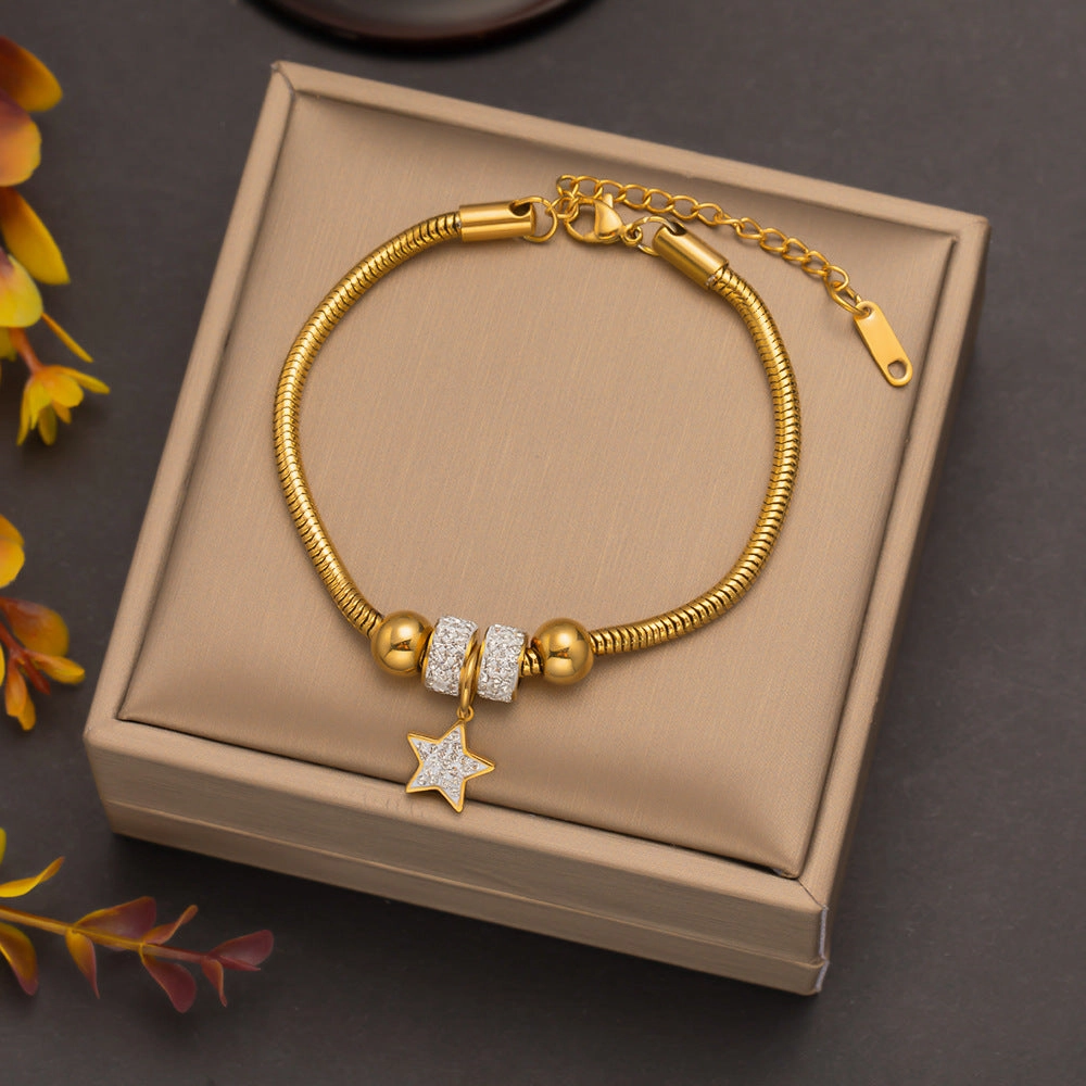 Wholesale Butterfly Eyes Flower Titanium Steel Bracelet