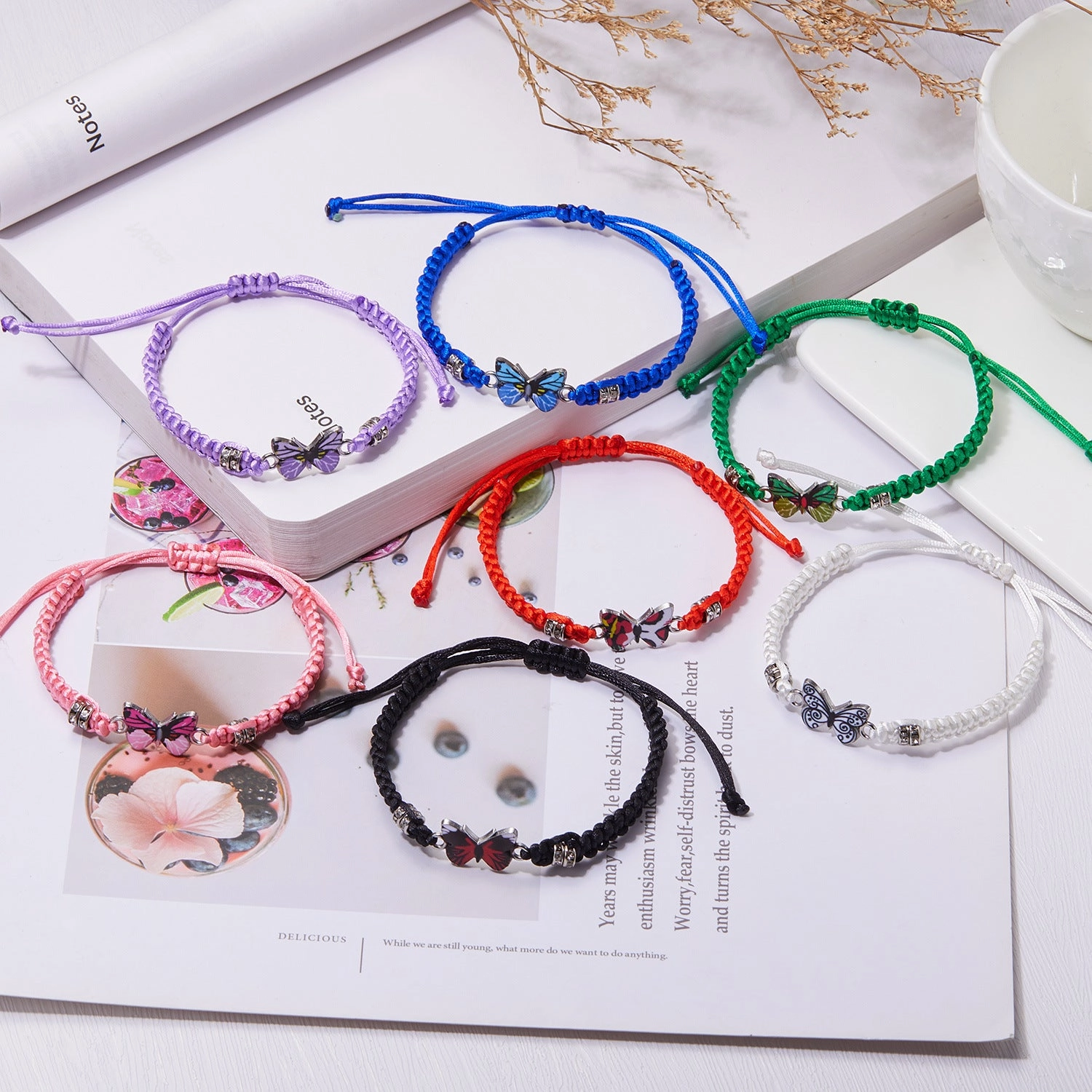Wholesale Butterfly Flower Hand Woven Adjustable Bracelet