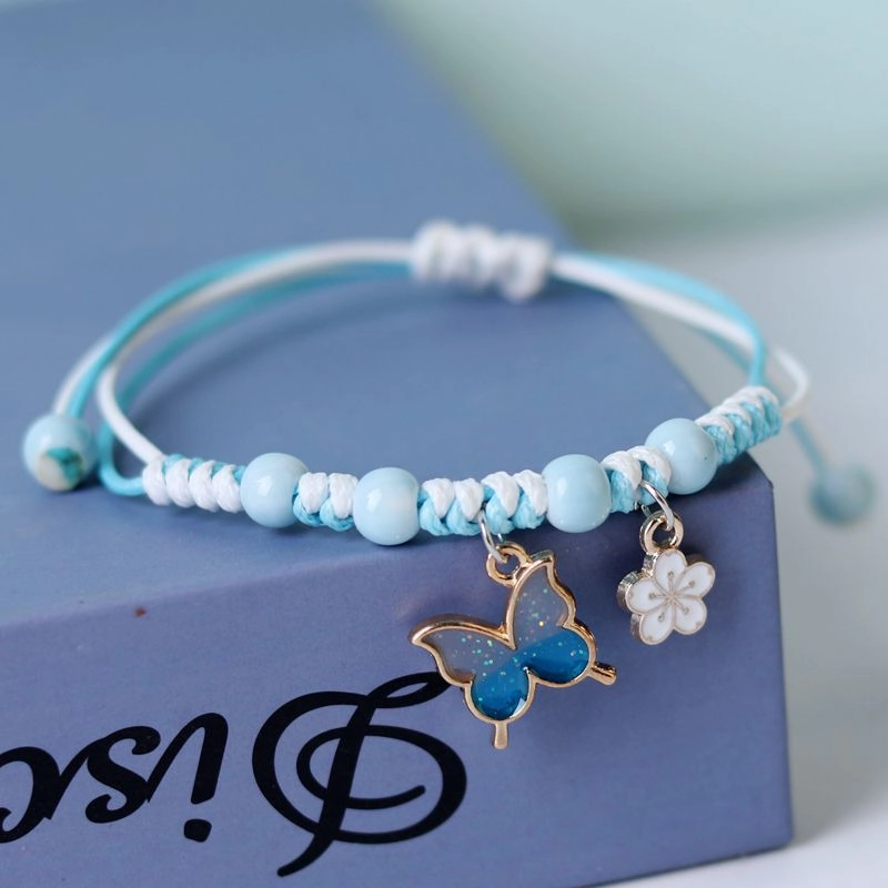 Wholesale Butterfly Flower Hand Woven Adjustable Bracelet