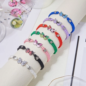 Wholesale Butterfly Flower Hand Woven Adjustable Bracelet